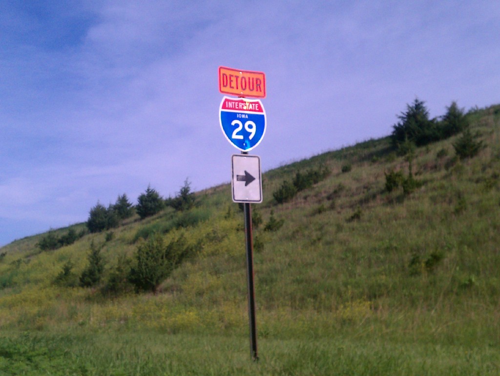 In the morning before we left we were warned that we needed to be past the Hwy 15 exit by 10:00 as they were going to reroute I-29 along our route because of flooding of the Missouri River.  