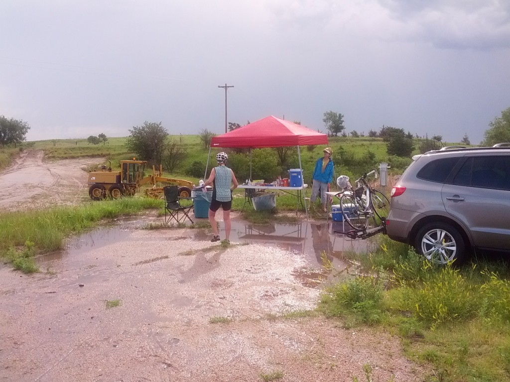 There was rain, there was lightening, there was more rain.  We had to wade through the water to get to the SAG table